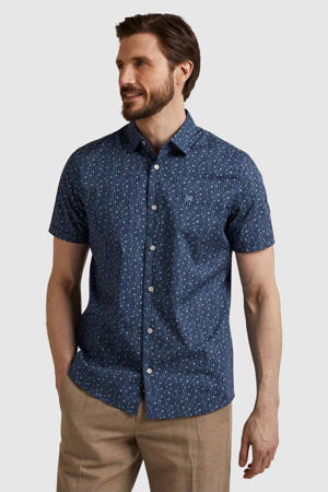 regular fit overhemd met all over print donkerblauw