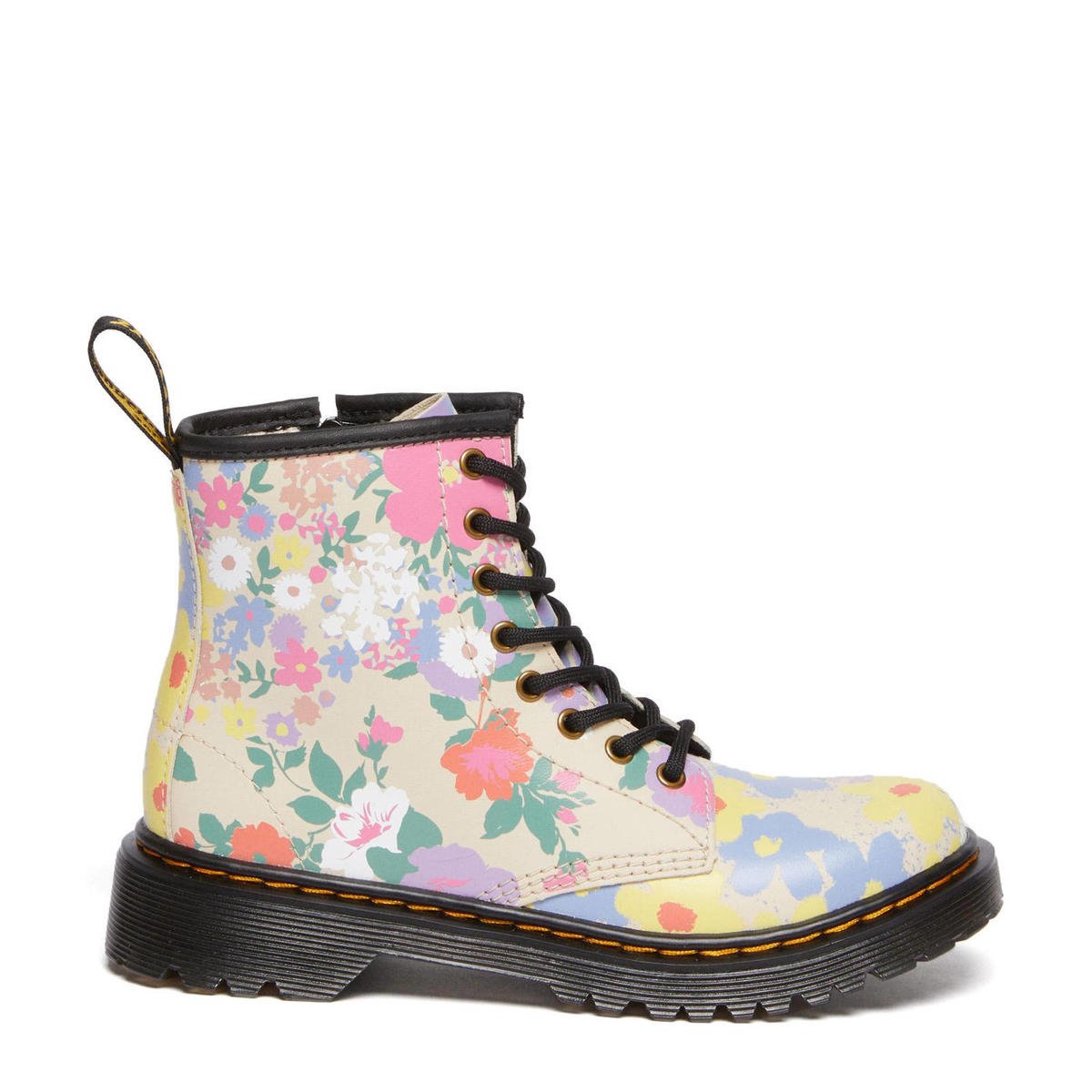 Martens 1460 J Kleuter leren veterboots beige met bloemen