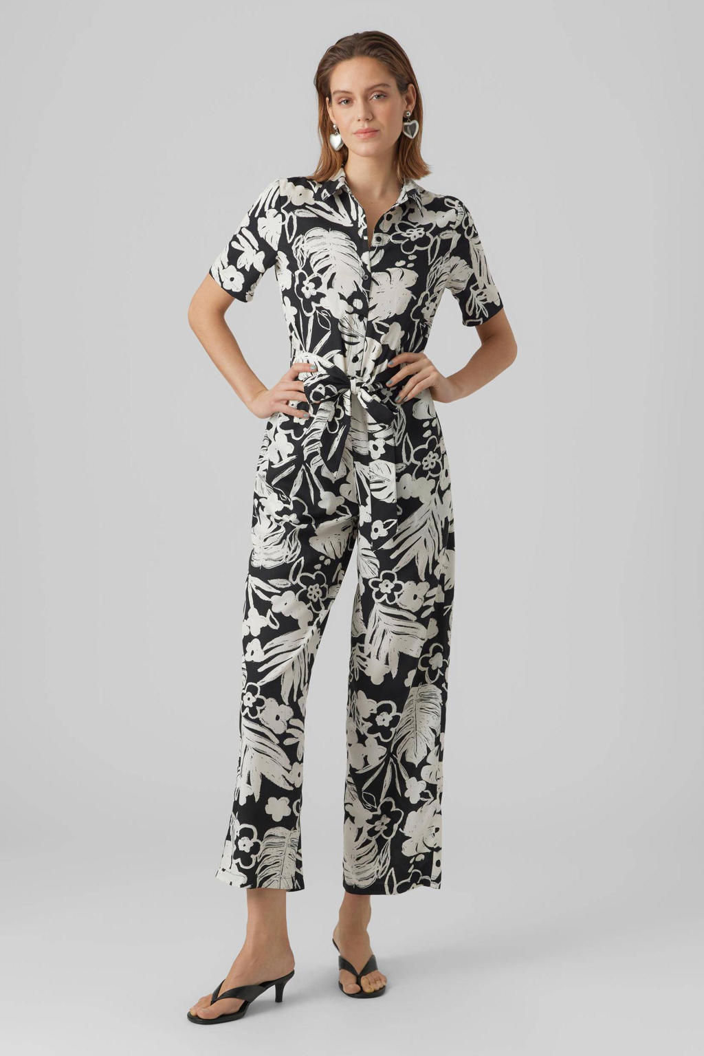 VERO MODA gebloemde jumpsuit VMJENNY zwart/wit wehkamp