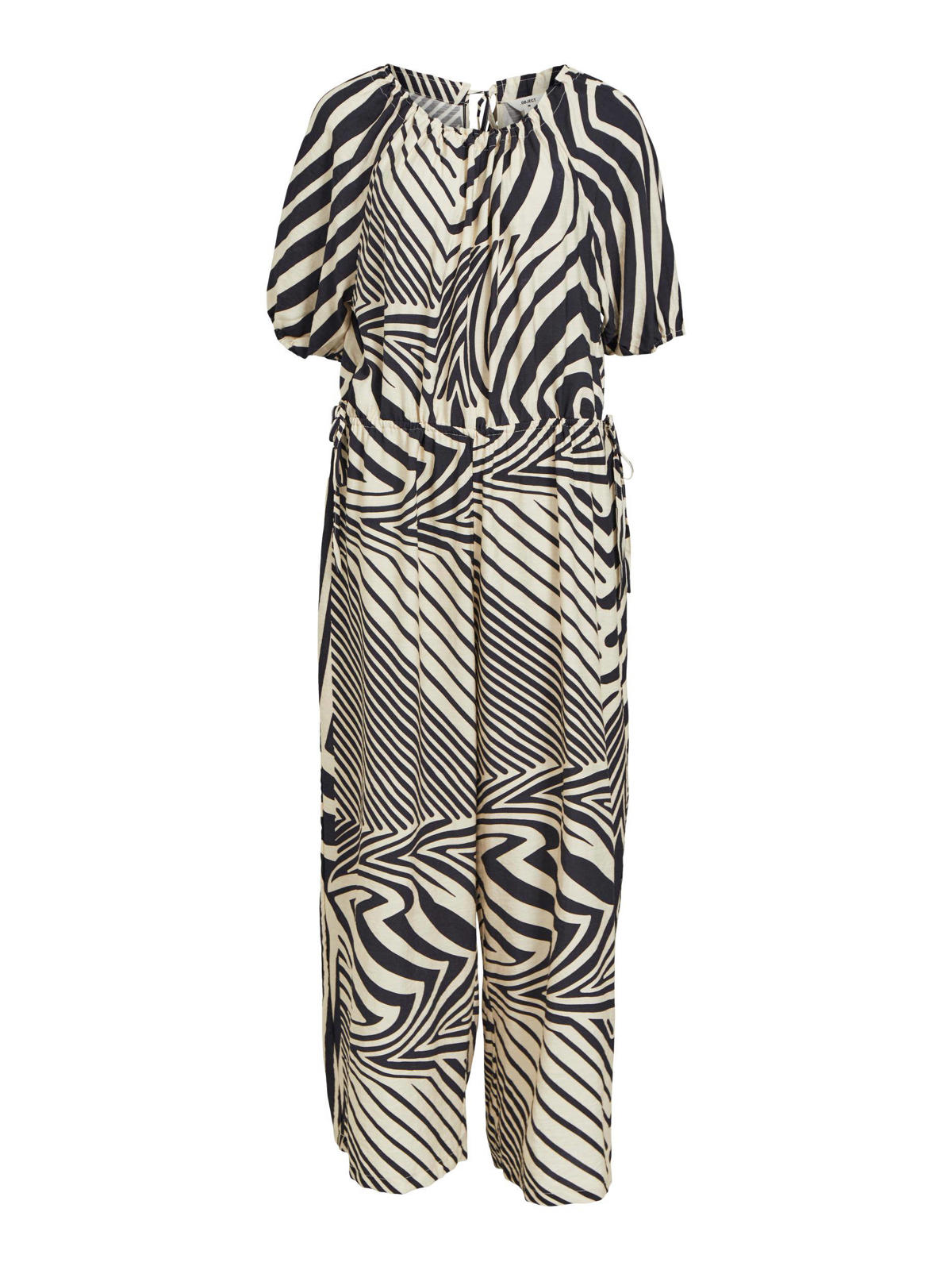 OBJECT jumpsuit OBJFALINE met grafische print zwart/ zand wehkamp