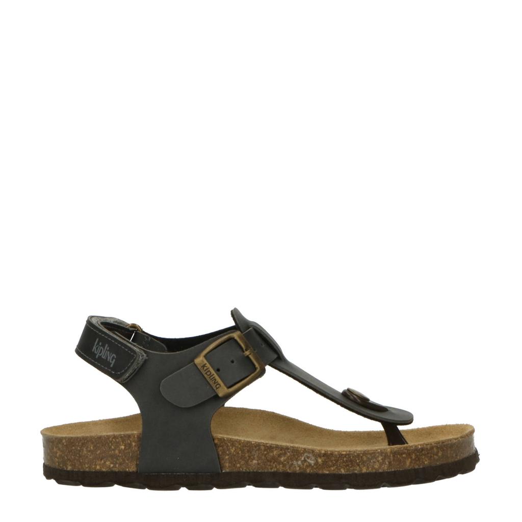 Grijze jongens Kipling Juan 3 sandalen van imitatieleer met gesp