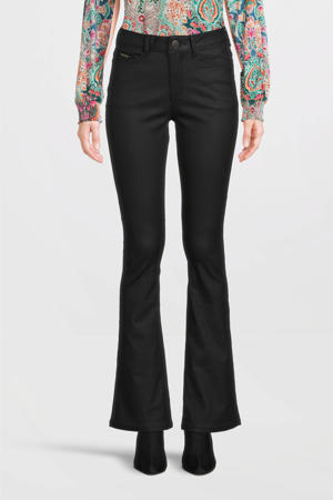 coated high waist flared jeans zwart