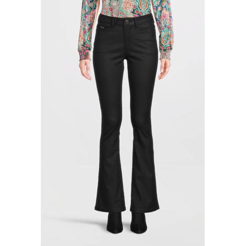Il Dolce coated high waist flared jeans zwart