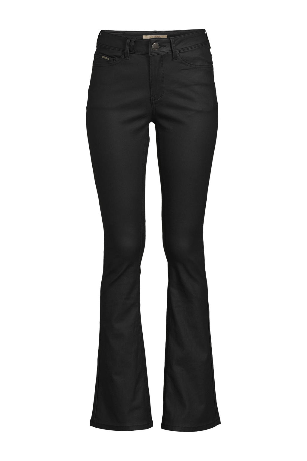 Il Dolce coated high waist flared jeans zwart wehkamp