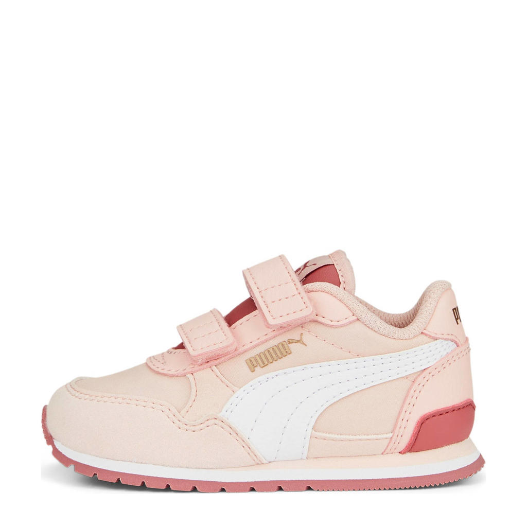 Roze en witte jongens en meisjes Puma ST Runner V3 sneakers van imitatieleer met klittenband