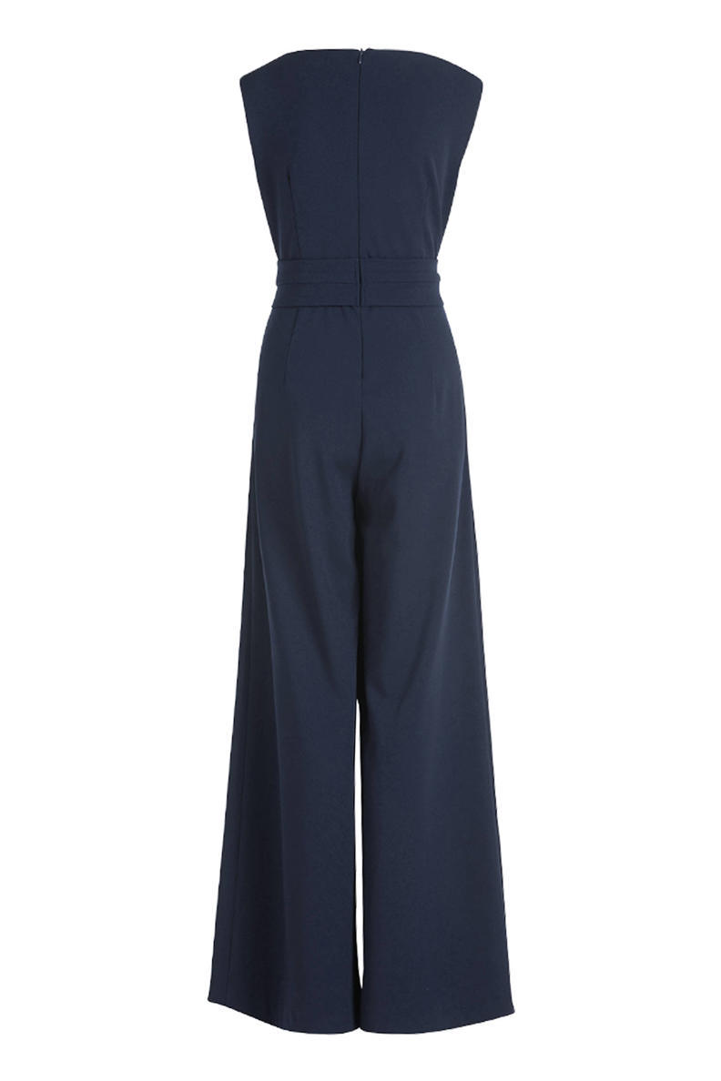 Vera Mont jumpsuit met knoopdetail donkerblauw wehkamp