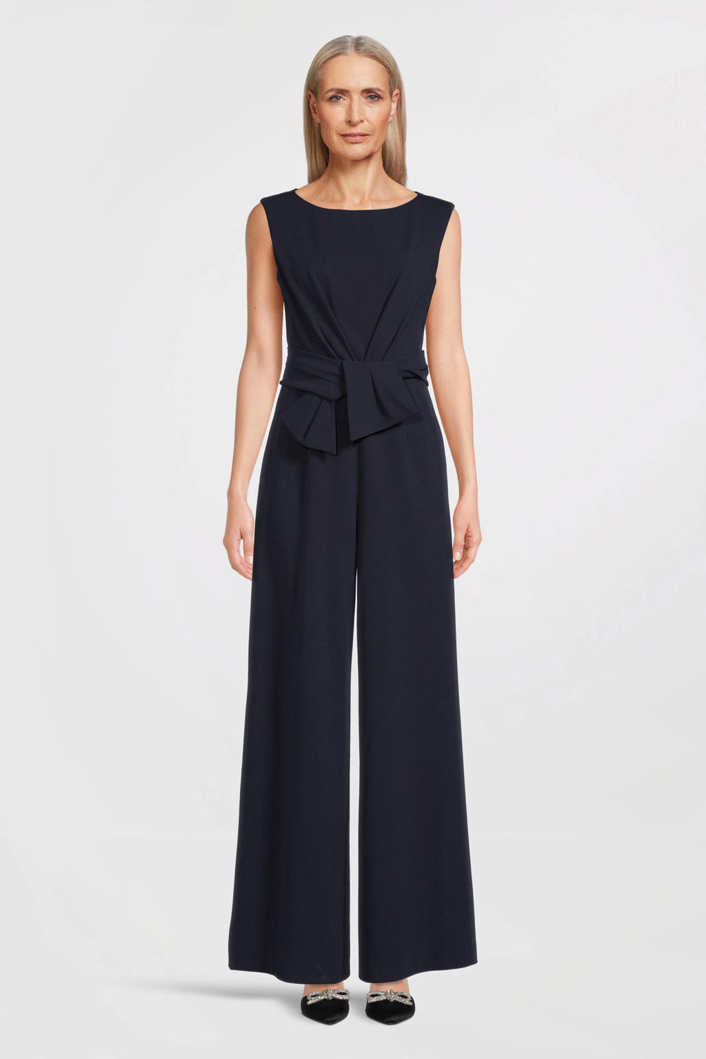 Vera Mont jumpsuit met knoopdetail donkerblauw | wehkamp
