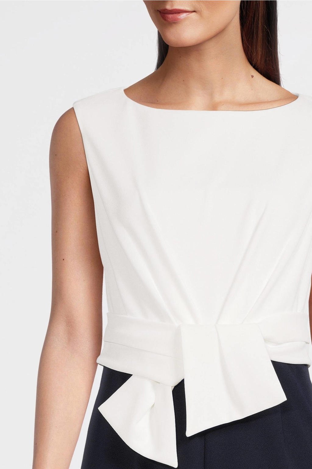 Vera Mont jumpsuit met knoopdetail donkerblauw/wit wehkamp