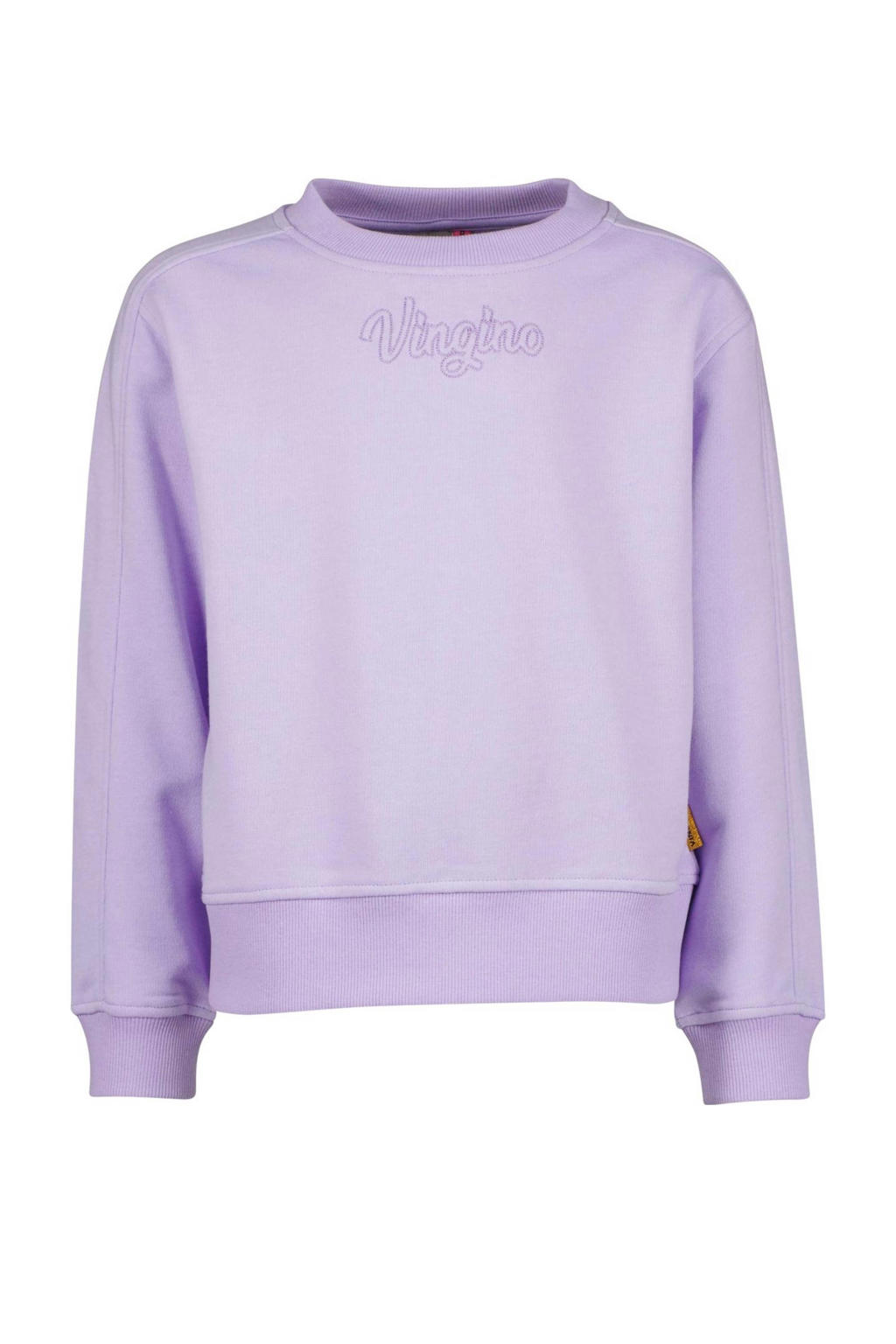 Paarse meisjes Vingino sweater met tekst print, lange mouwen en ronde hals