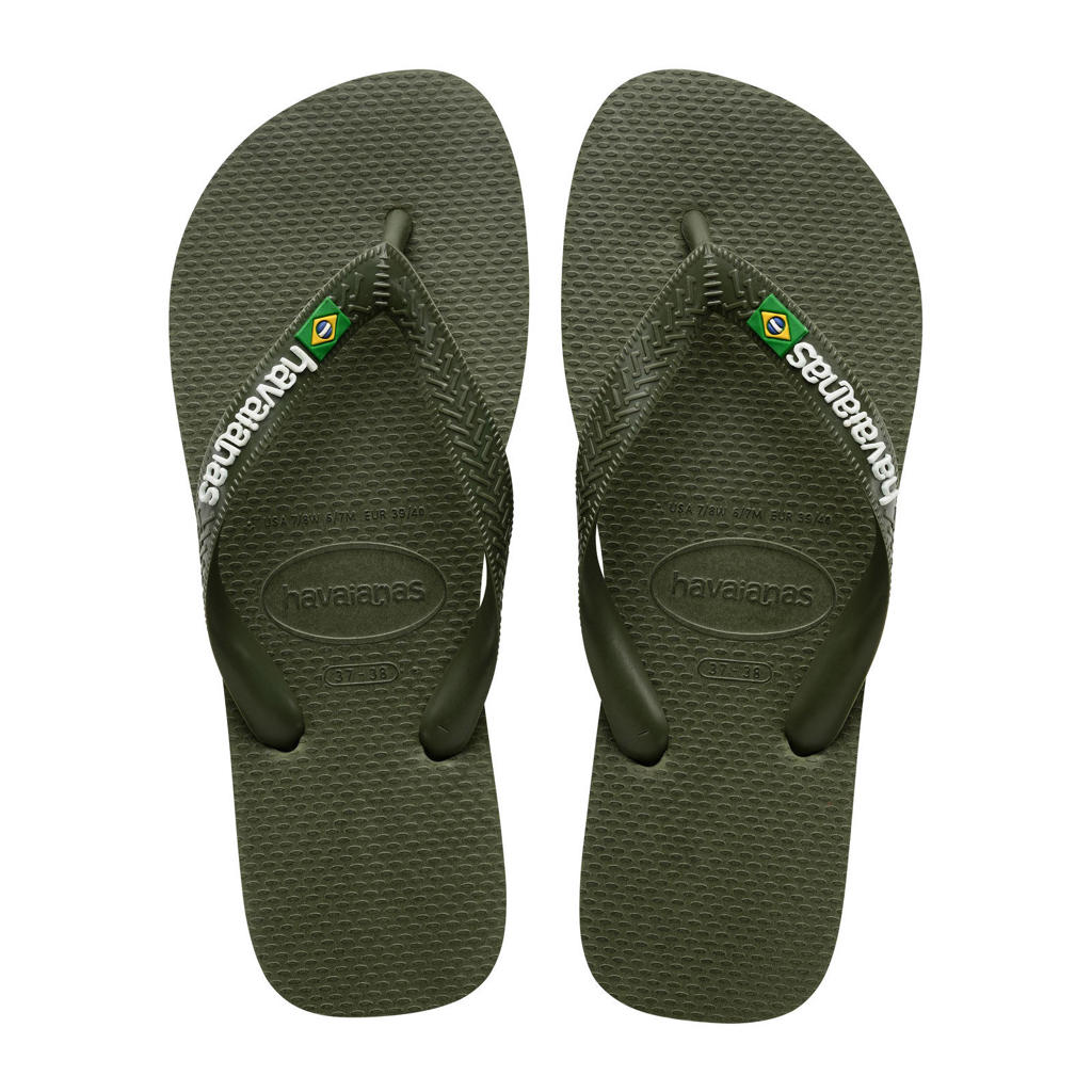 Groene jongens Havaianas Brasil Logo teenslippers van rubber 