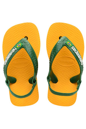 Baby Brasil Logo II  teenslippers met hielbandje geel/groen
