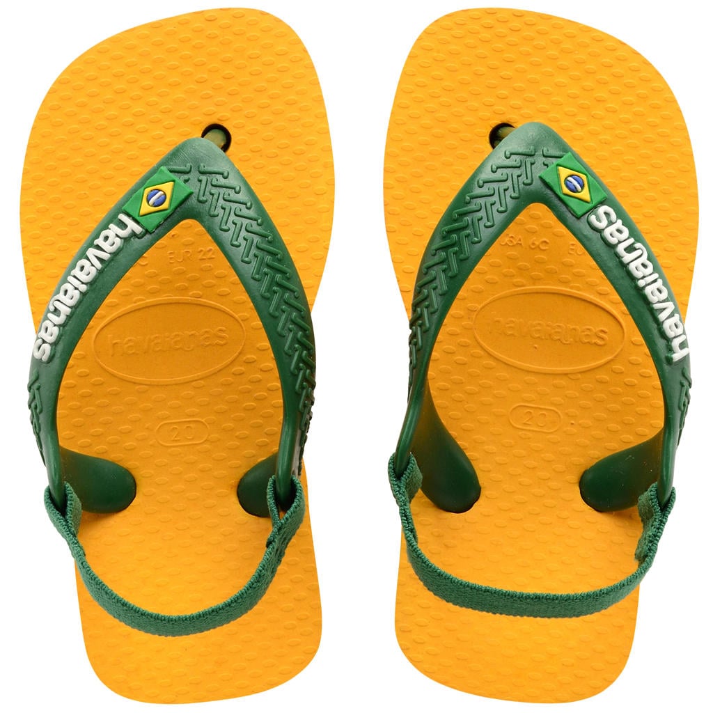 Geel en groene jongens Havaianas teenslippers met hielbandje van rubber