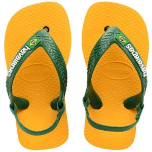 teenslippers met hielbandje geel/groen