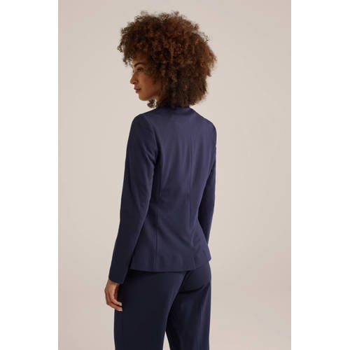 WE Fashion jersey getailleerde blazer Liz donkerblauw afbeelding