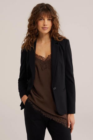 jersey getailleerde blazer Liz zwart