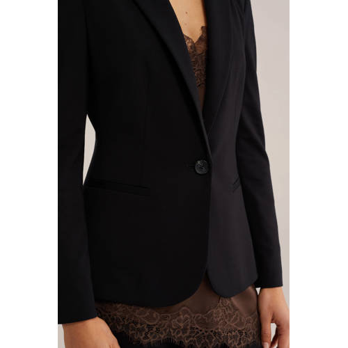 WE Fashion jersey getailleerde blazer Liz zwart afbeelding