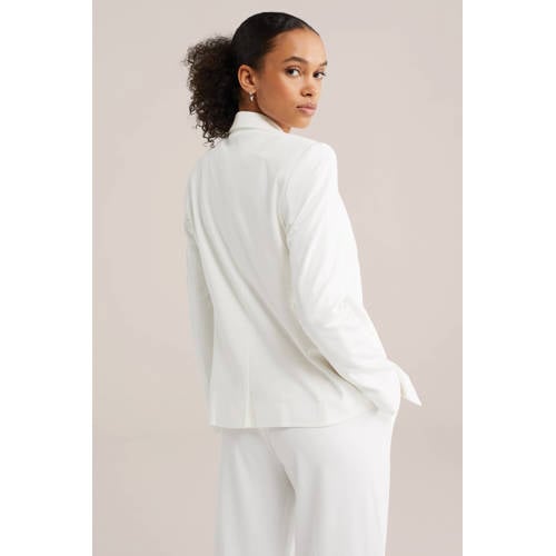 WE Fashion jersey getailleerde blazer Liz wit afbeelding