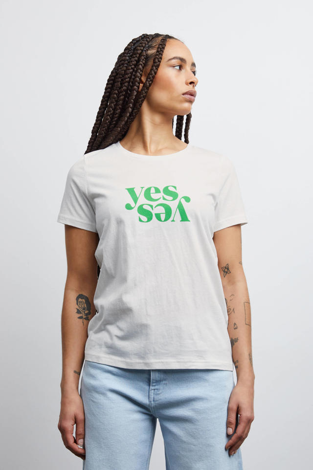 ICHI T-shirt IHKAMILLE met wit/groen | wehkamp