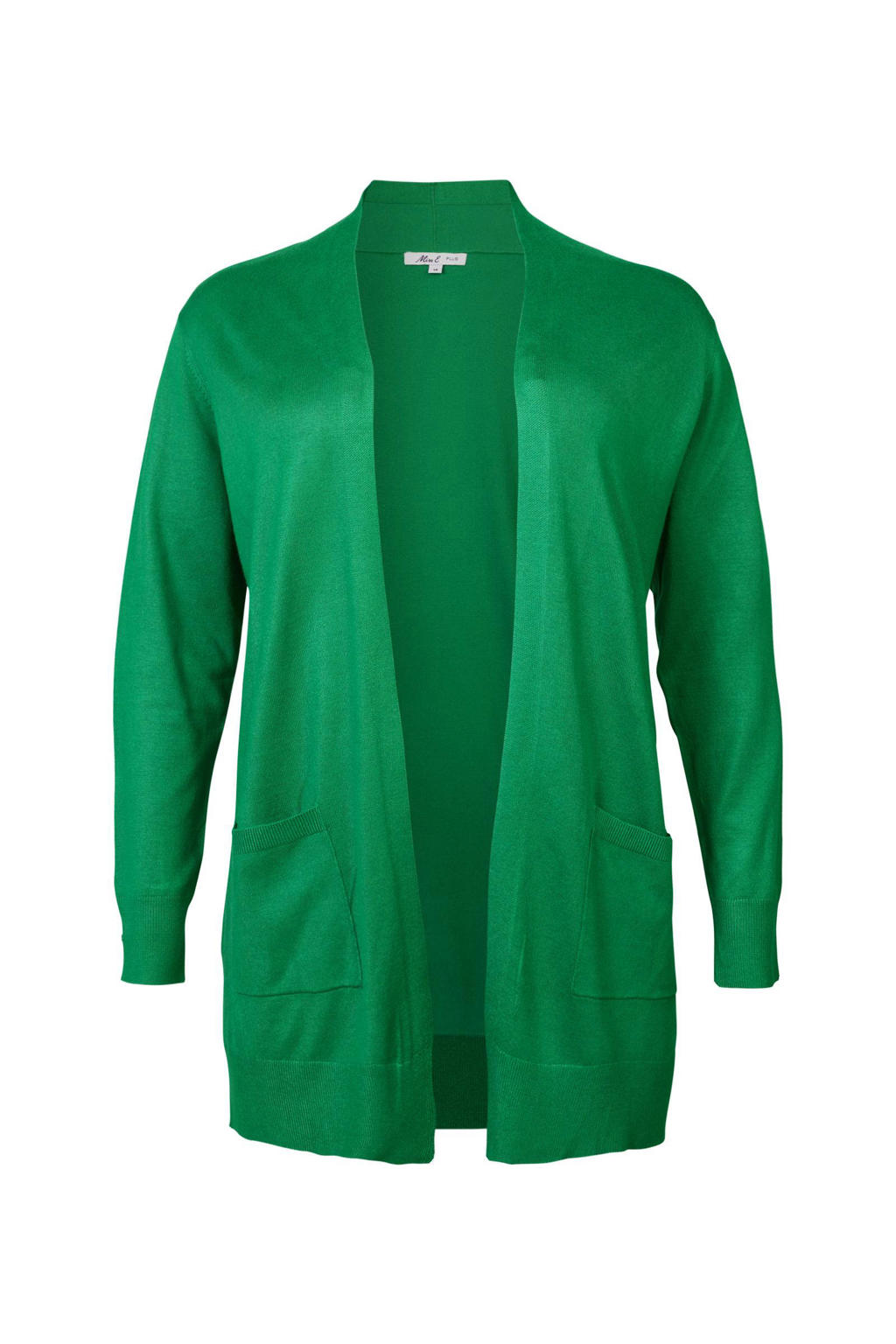 Miss Etam Plus fijngebreid vest Senna groen | wehkamp