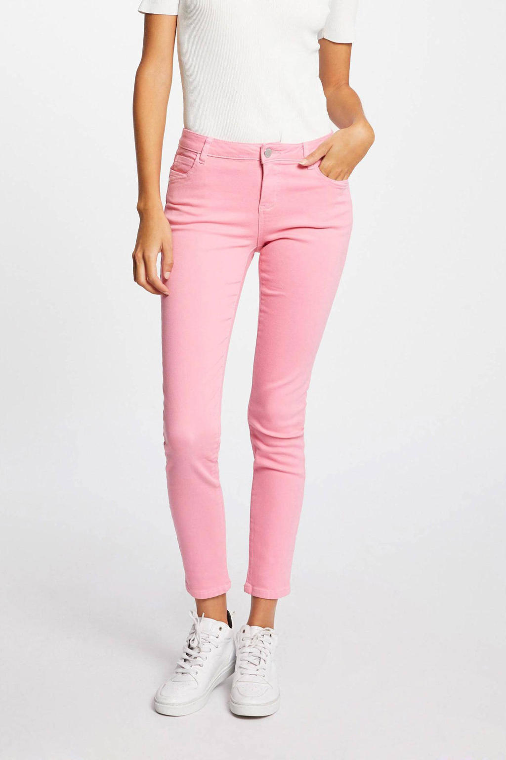 low waist skinny jeans roze wehkamp