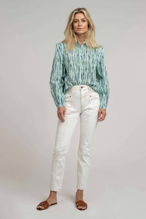 blouse met all over print blauw