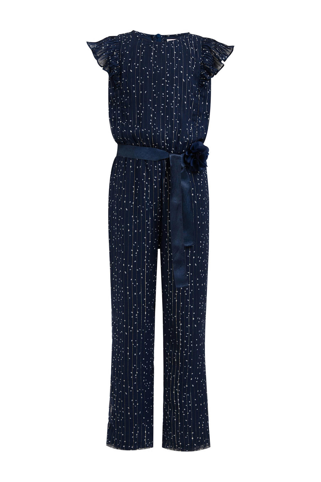 WE Fashion jumpsuit met stippen donkerblauw/wit wehkamp