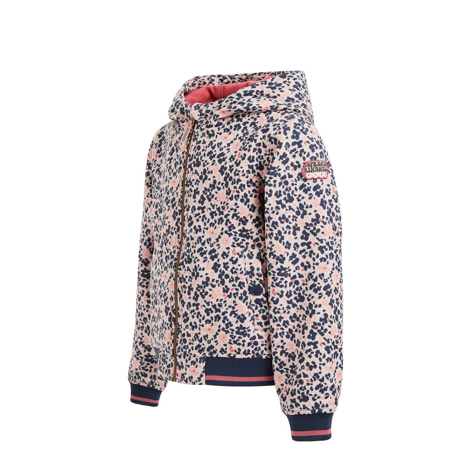 WE Fashion softshell jas met all over print roze donkerblauw