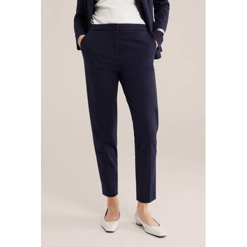 WE Fashion slim fit pantalon donkerblauw afbeelding