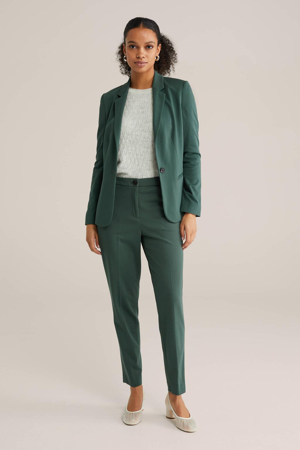 WE Fashion slim fit pantalon olijfgroen