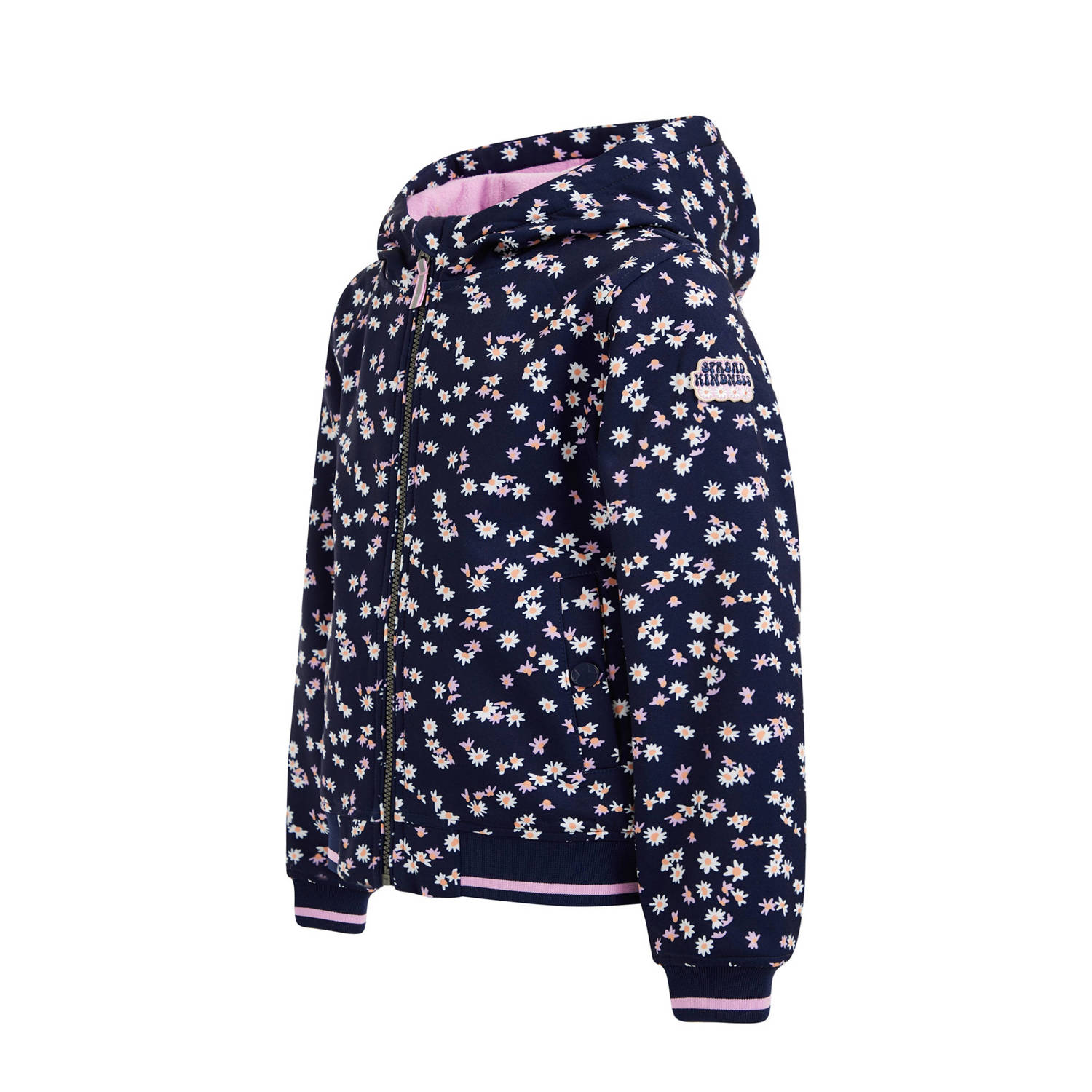 WE Fashion softshell jas met all over print donkerblauw