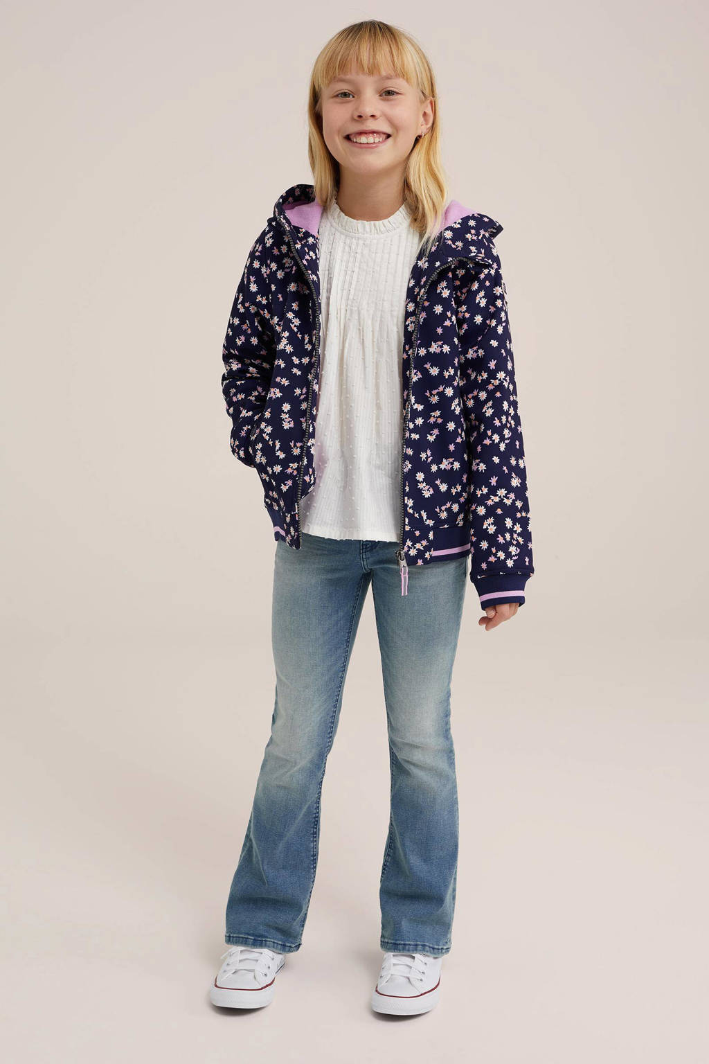 softshell jas met all over print donkerblauw