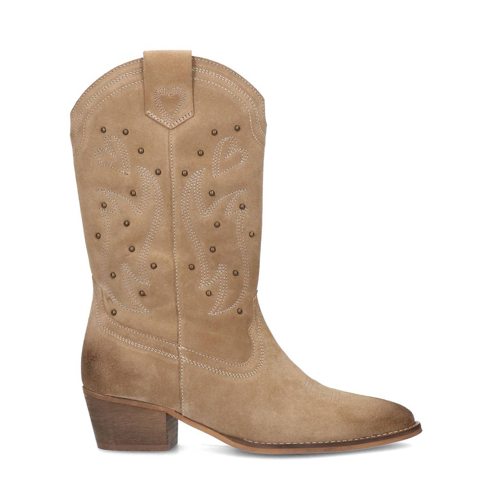 Sacha suède cowboylaarzen met studs beige | wehkamp