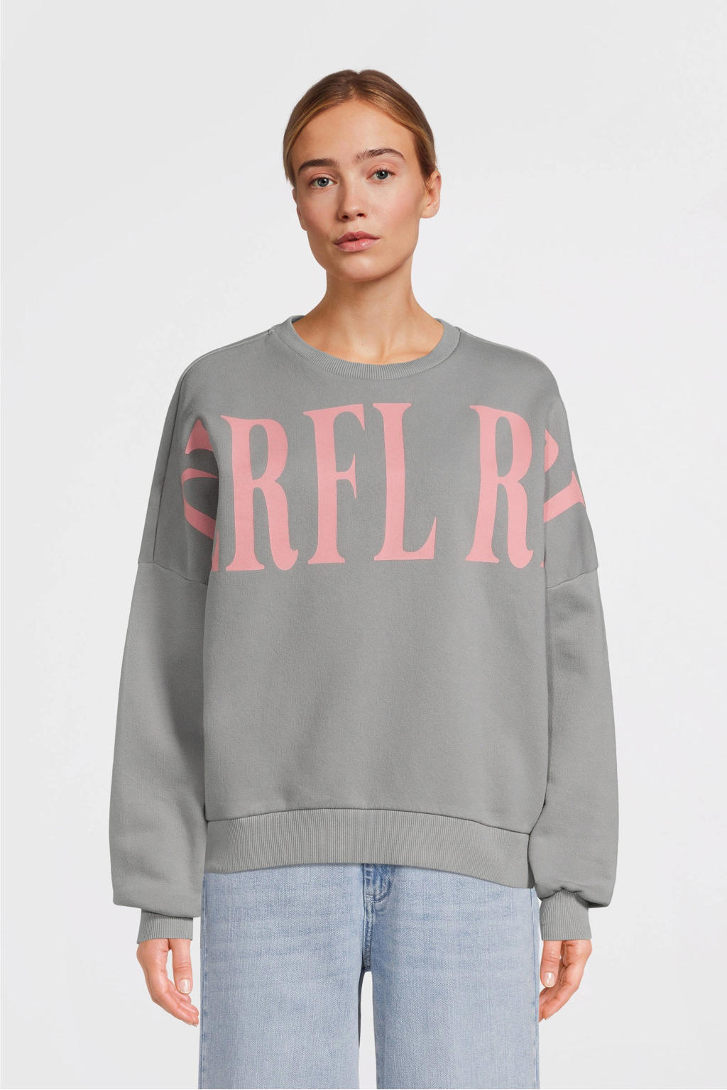 Colourful Rebel sweater CR Big Wash met logo lichtgrijs wehkamp