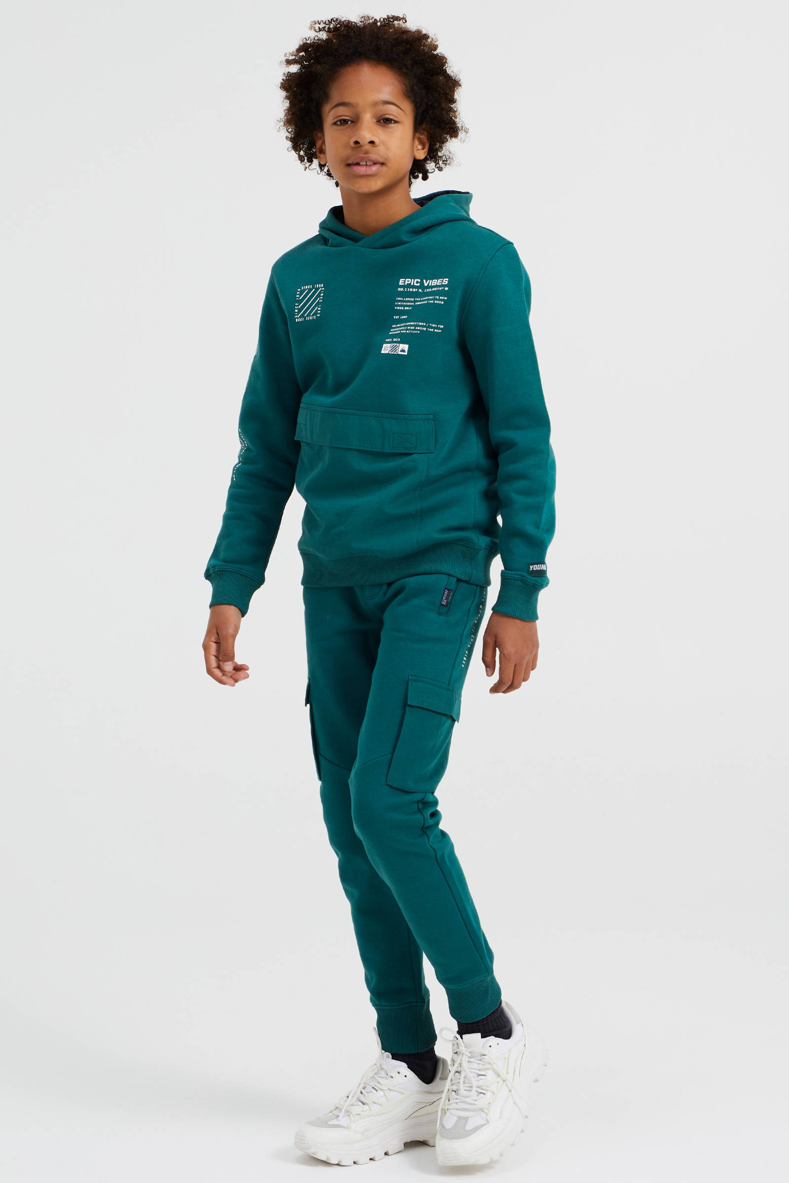 WE Fashion slim fit joggingbroek donkergroen | wehkamp