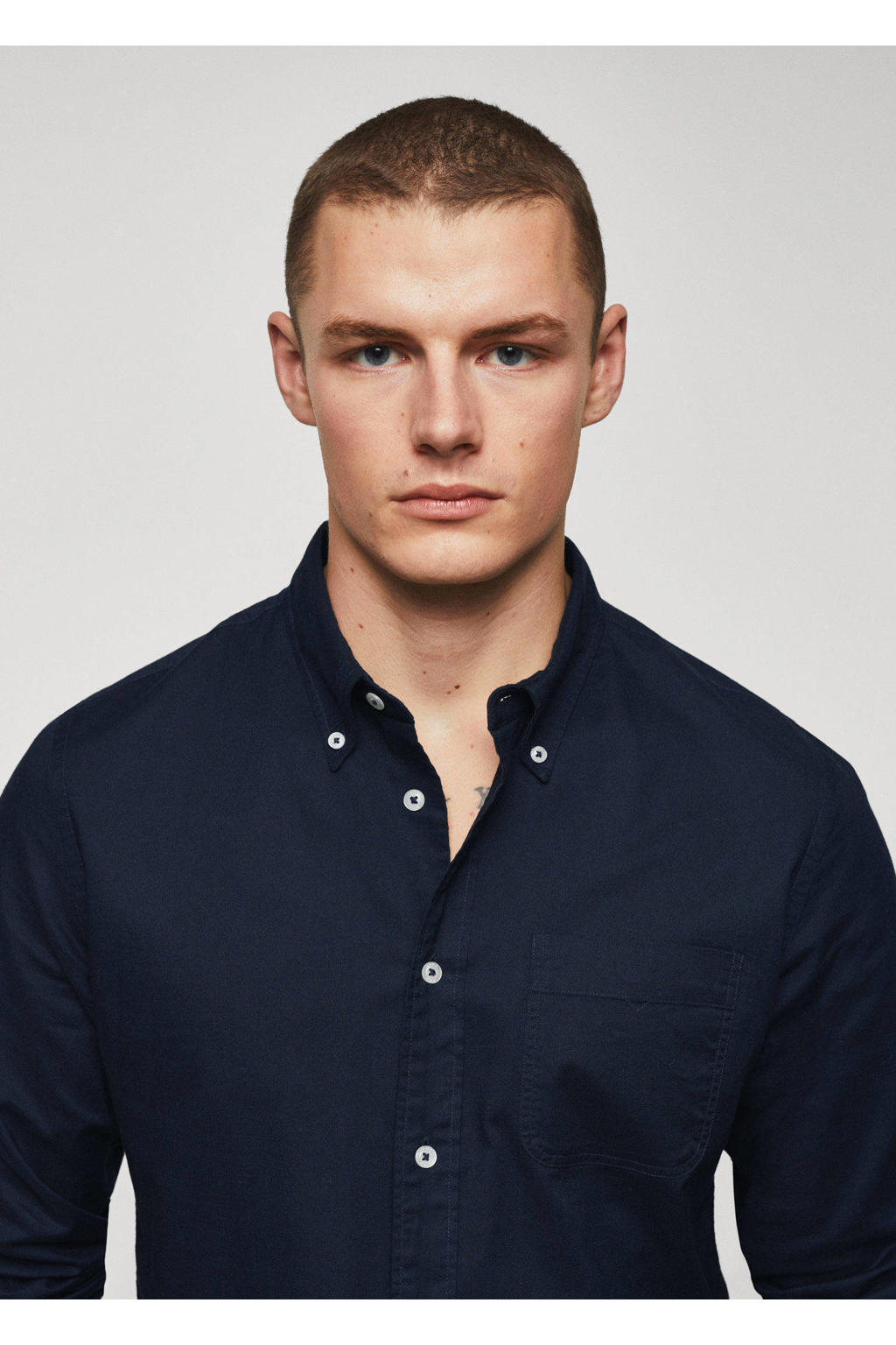 Mango Man regular fit overhemd marine wehkamp