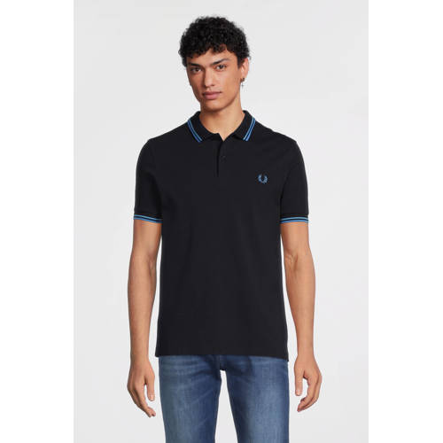 Fred Perry regular fit polo met logo donkerblauw/lichtblauw