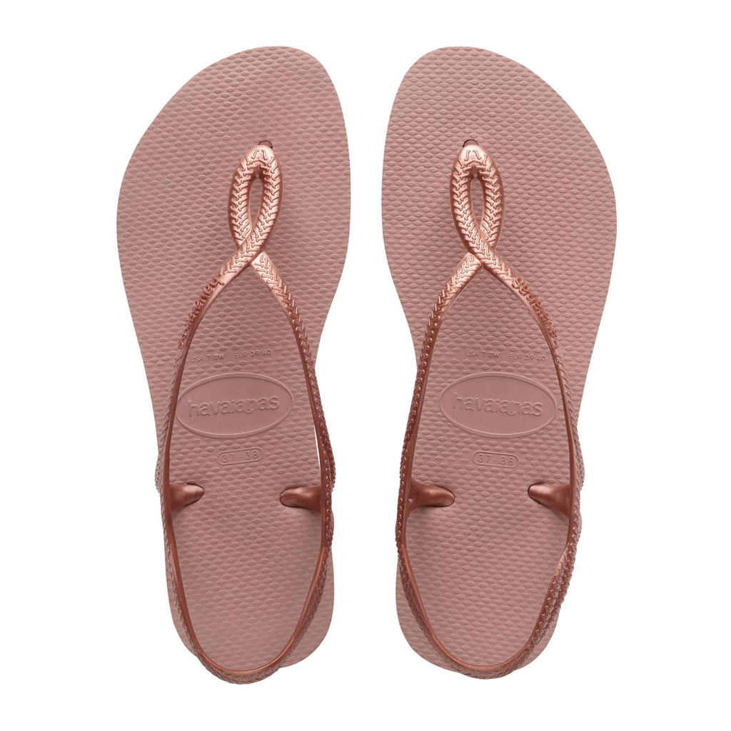 Roségouden meisjes Havaianas Kids Luna sandalen van pvc/rubber