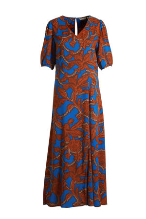 jurk BYJOSA met all over print terra/blauw