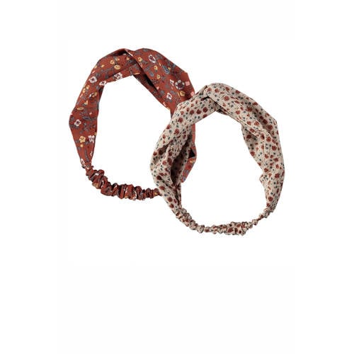 Sarlini haarband met bloemenprint - set van 2 bruin/ecru