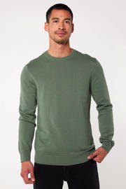 thumbnail: Groene heren America Today gemÃªleerde trui van katoen soft green met melée print, lange mouwen en ronde hals