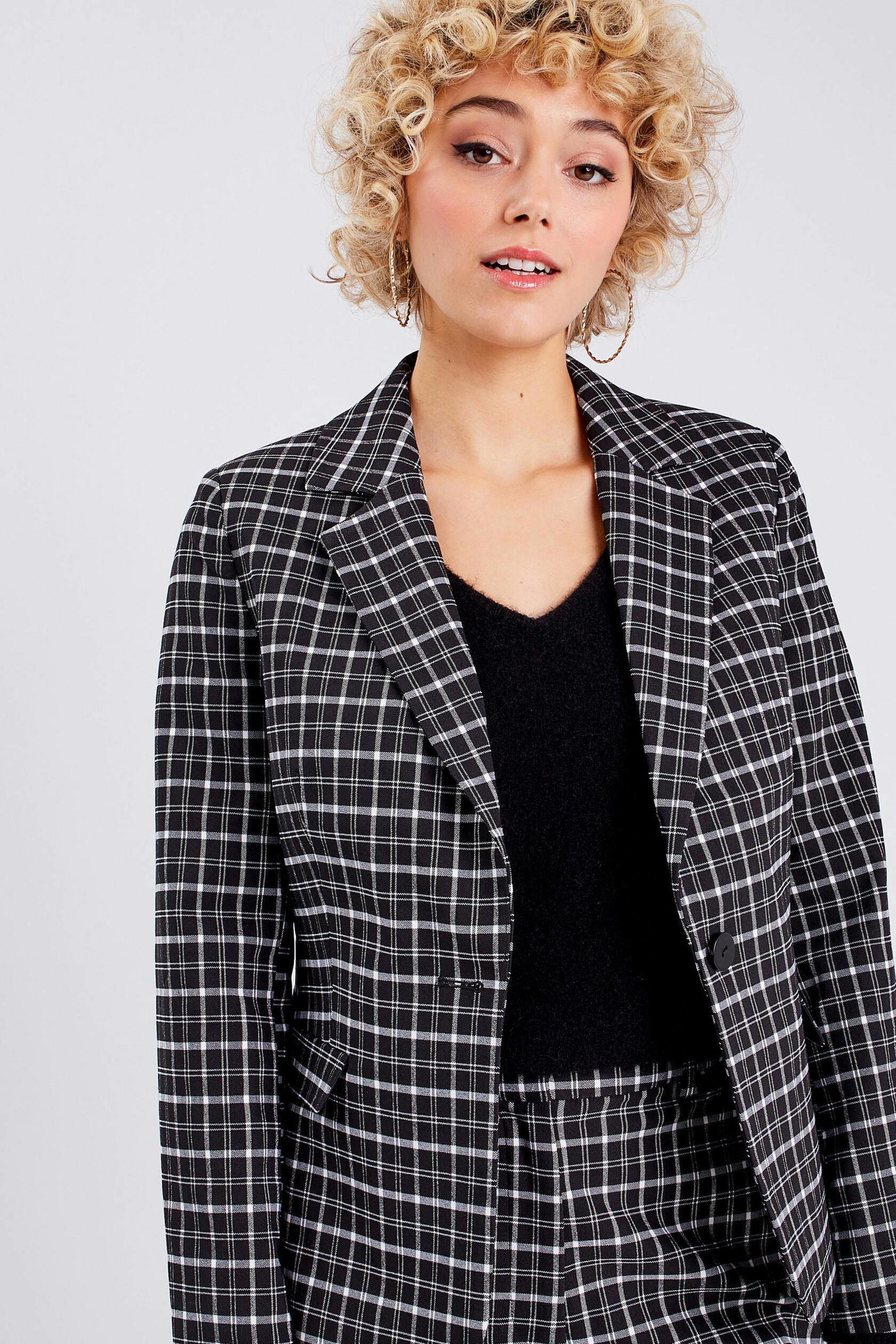 Cache Cache geruite blazer zwart/wit | wehkamp
