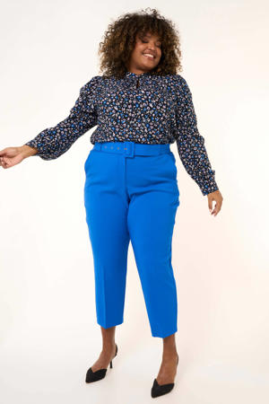 cropped regular fit pantalon blauw