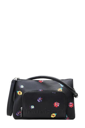  crossbody tas met bloemenprint zwart