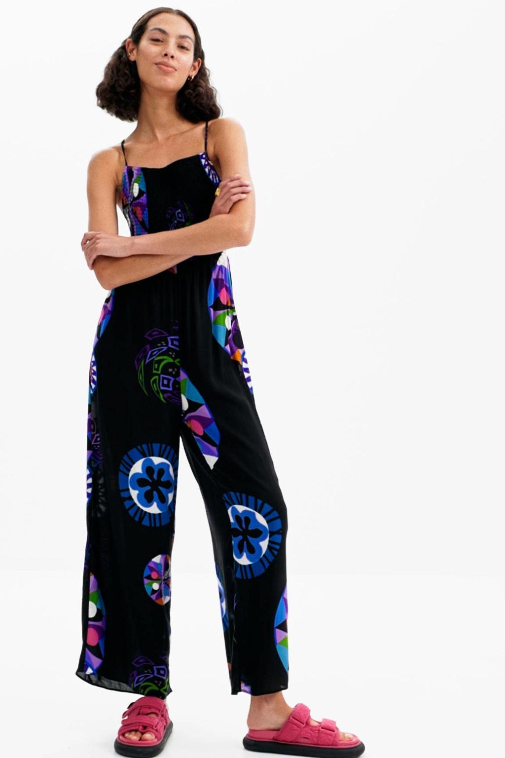 Desigual jumpsuit zwart/paars wehkamp