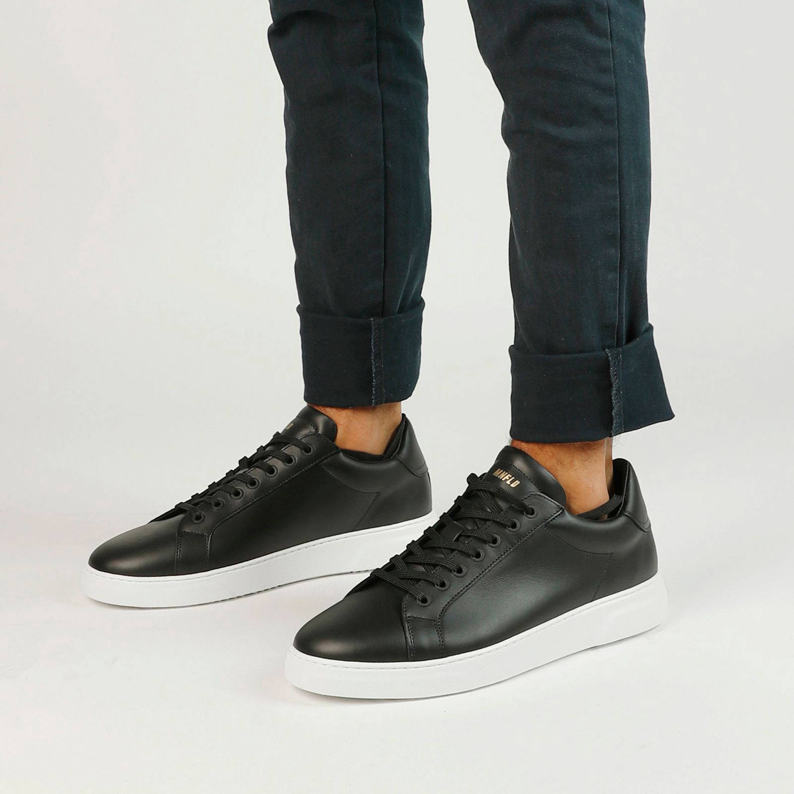 Manfield Leren Sneakers Zwart | Wehkamp