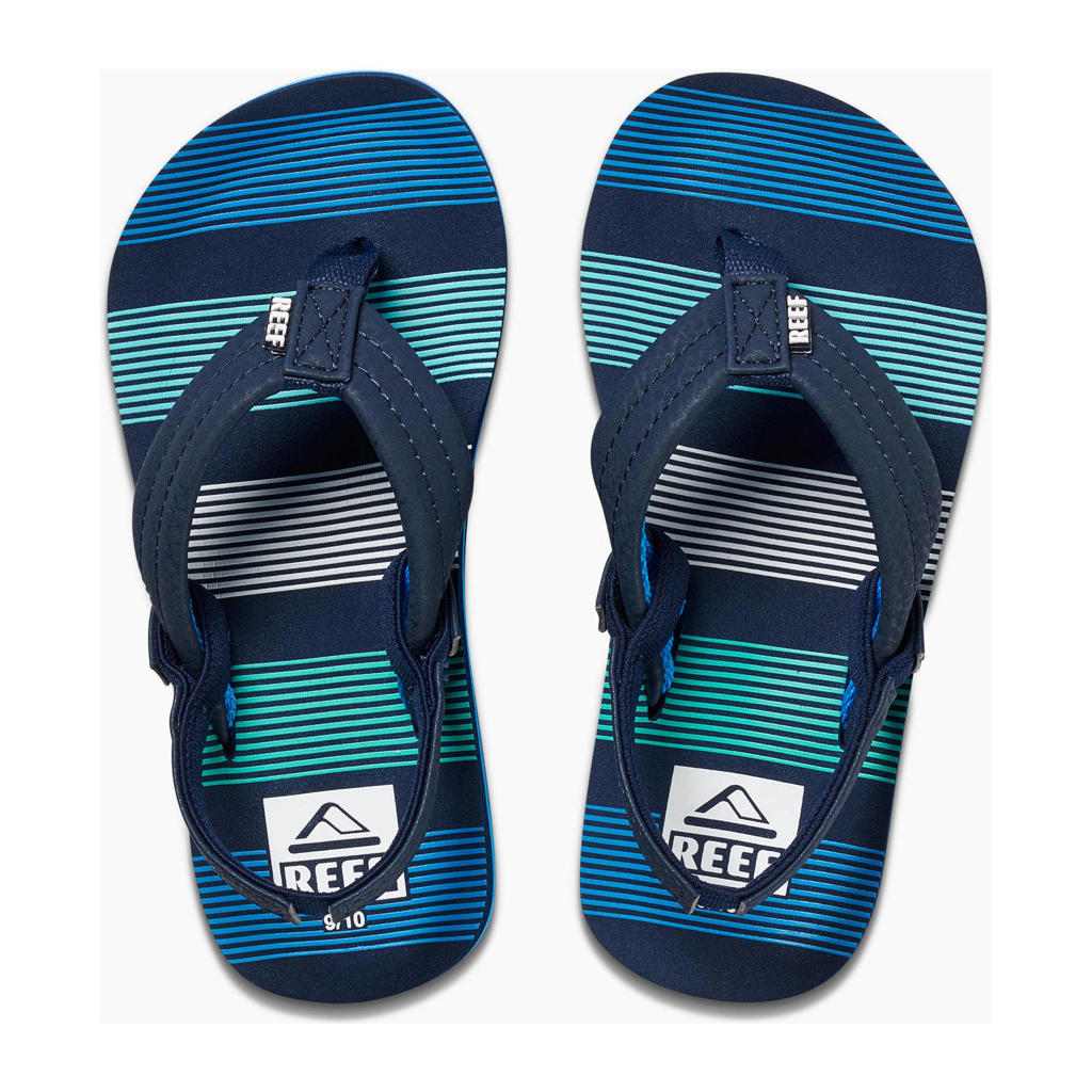 Donkerblauwe jongens Reef Kids Ahi teenslippers met hielbandje van 95% rubber plastic/5% textiel