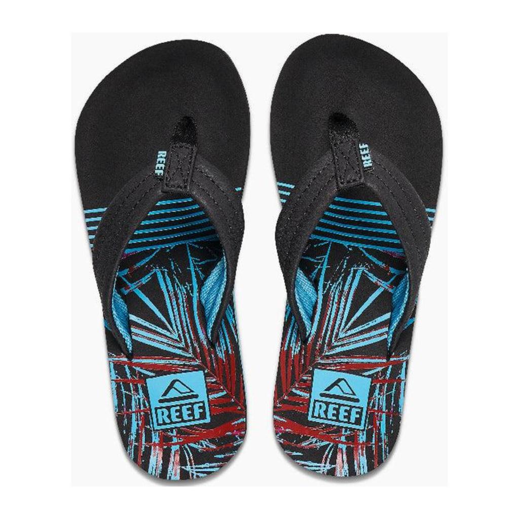 Zwarte jongens Reef Kids Ahi teenslippers van textiel
