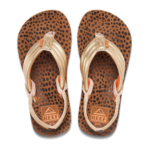 Reef Kids Ahi Wild teenslippers met hielbandje bruin/goud