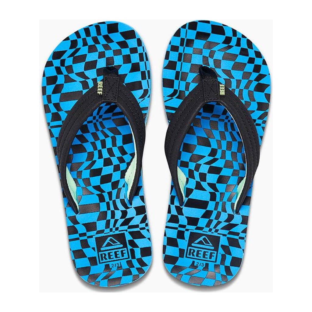 Turquoise jongens Reef Kids Ahi teenslippers van textiel
