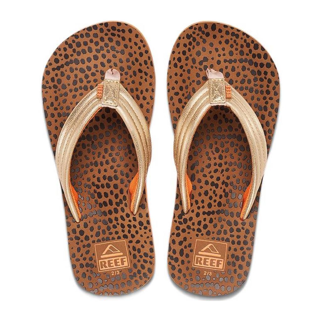 Bruin en gouden meisjes Reef Kids Ahi Wild teenslippers van 97% rubber plastic/3% textiel